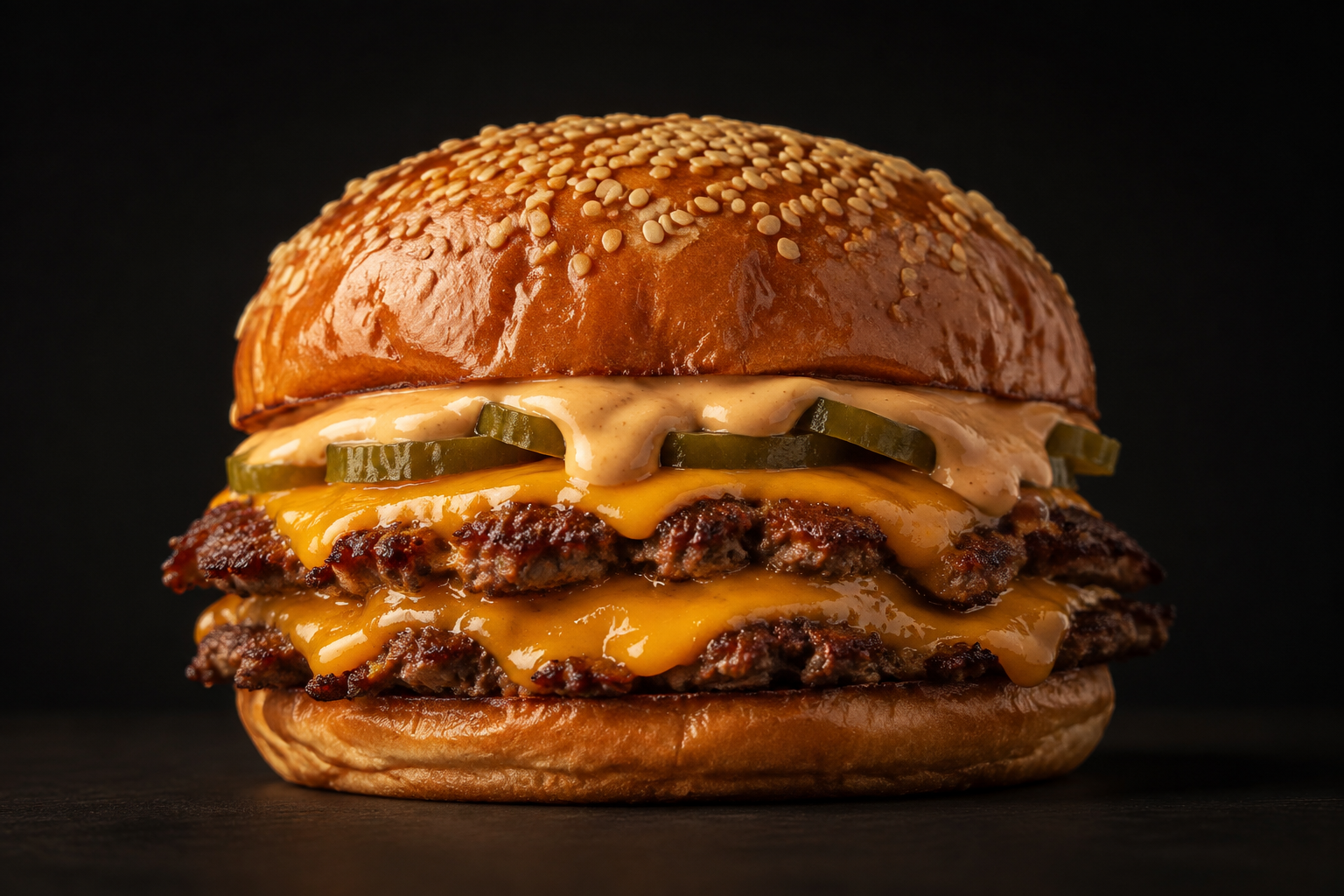 Signature burger from the Ember and Bun restaurant concept