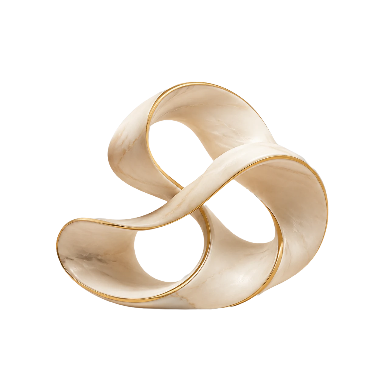 Flowing ivory marble ribbon with a fine gold edge, symbolizing design and form